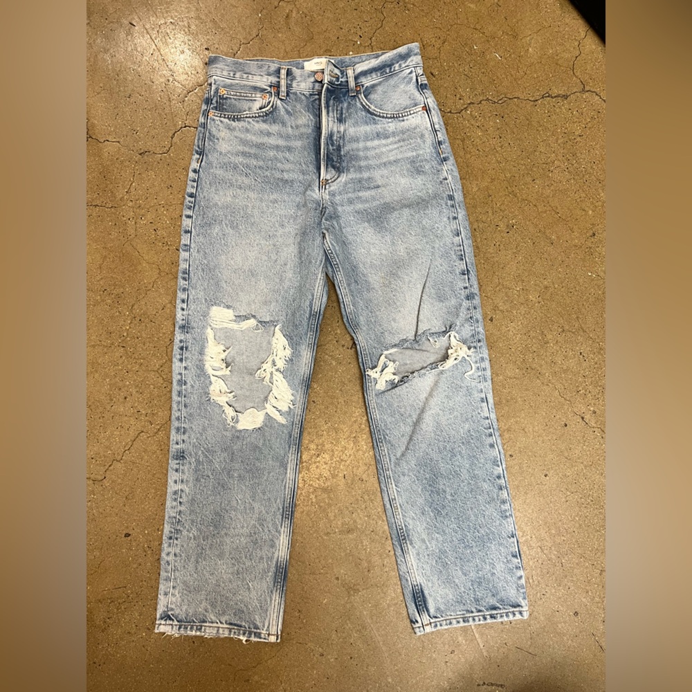 Mango Distressed Light Blue Jeans